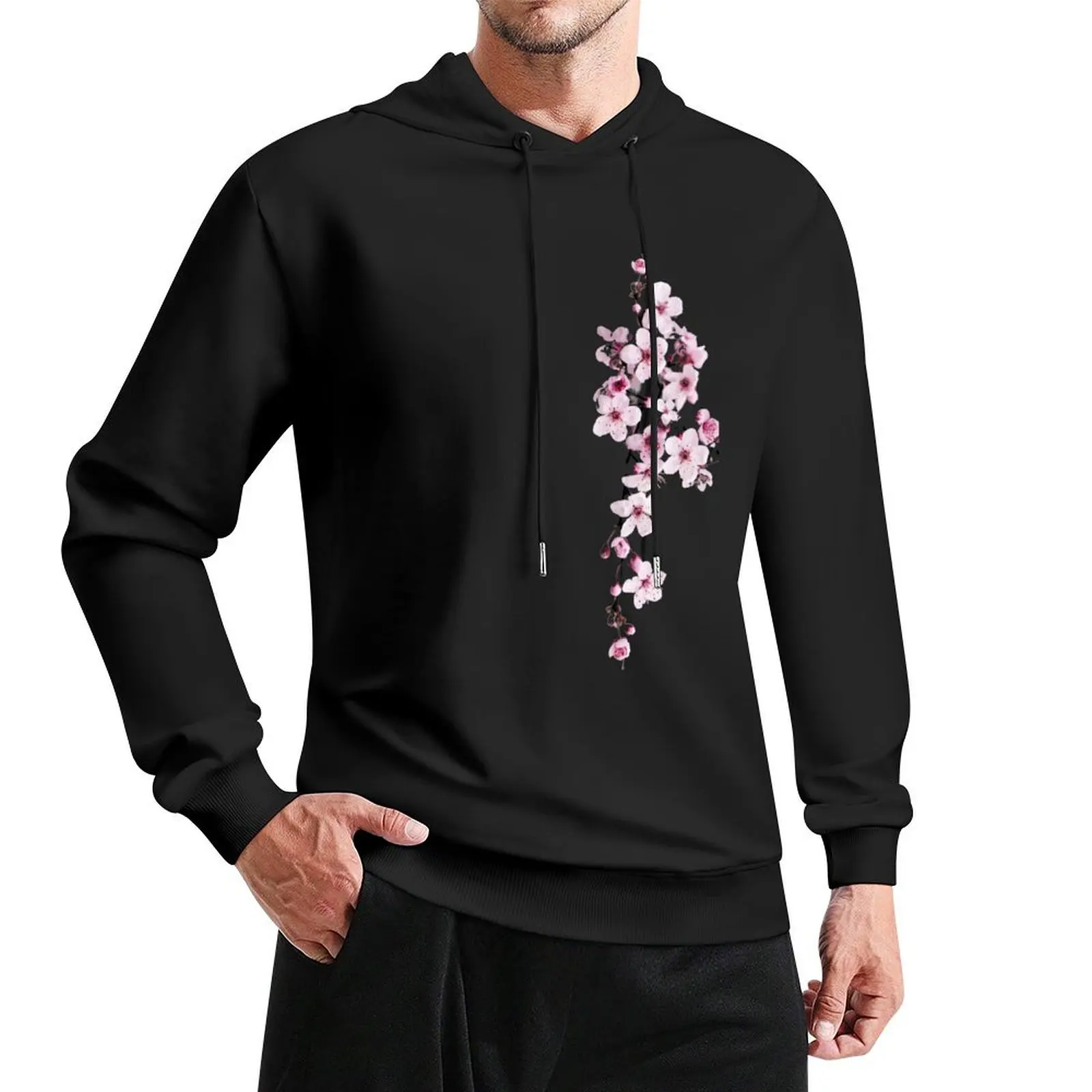 One-side Cherry Blossom Branch Pullover Hoodie mens designer clothes men's sweat-shirt set fashion men pullover