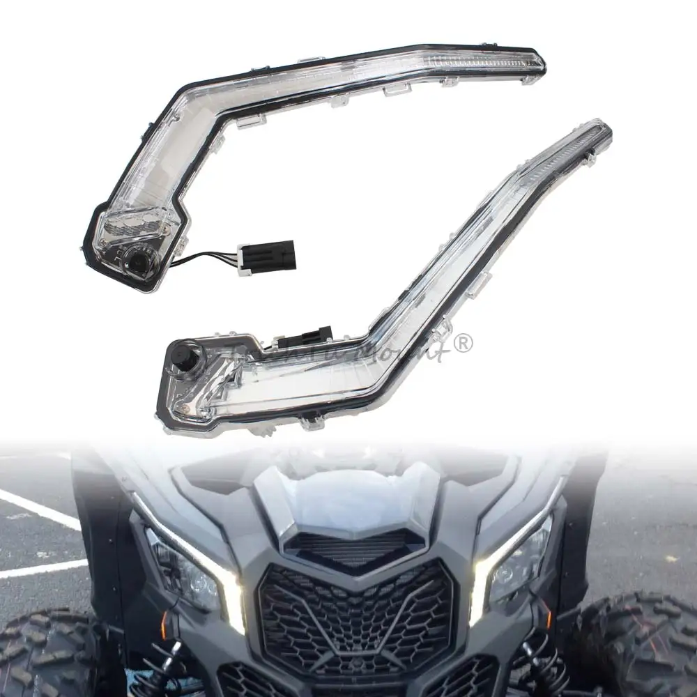 UTV Front Signature Light Assembly LED White DRL Running Light Eyebrow For Can Am Maverick X3, X3 MAX, Trail, Sport, Sport MAX