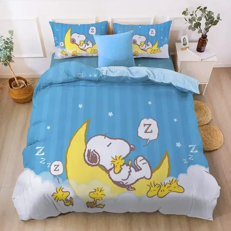 Cute Snoopy winter new creative cartoon pattern stampa lenzuolo in velluto di cristallo caldo addensato e copripiumino set di tre pezzi