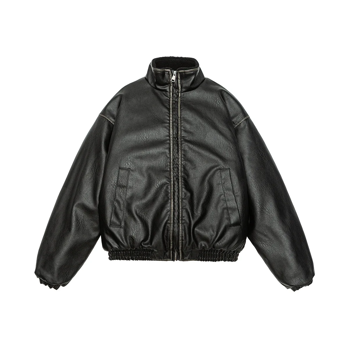 رجل ريترو المتعثرة سترة قطن العلامة التجارية الأمريكية الموضة 2025 جديد الشتاء بولي Leather الجلود السائق دراجة نارية معطف Vintage الذكور Outerwe