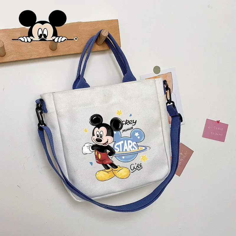 

Mickey Mouse Canvas Bag Kawaii Cartoon Print Shoulder Bags Cute Boys Girls Handbag Large-capacity Shopping Travel Pockets Gifts