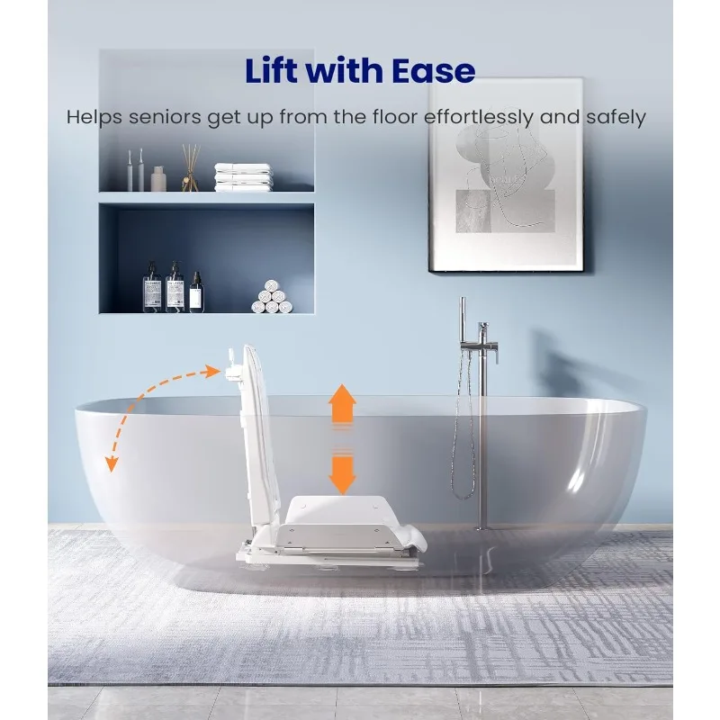 Electric Bath Lift Chair, IP68 Waterproof Floor Lift for Elderly, Get Up from Floor, Weight Capacity，home.