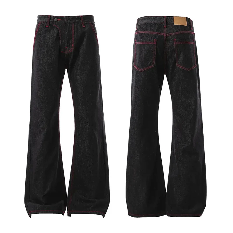 

Мужские джинсы Cleanfit Slim Fit с микро-клешем, летние, тонкие, в американском ретро-стиле, с красной вышивкой, прямые, для повседневной носки