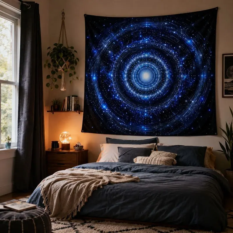 VIKAMA Pink Blue Spiral Galaxy Tapestry Wall Hanging Neon Mandala Nebula Psychedelic Aesthetic Wall Art Bedroom Dorm Decor