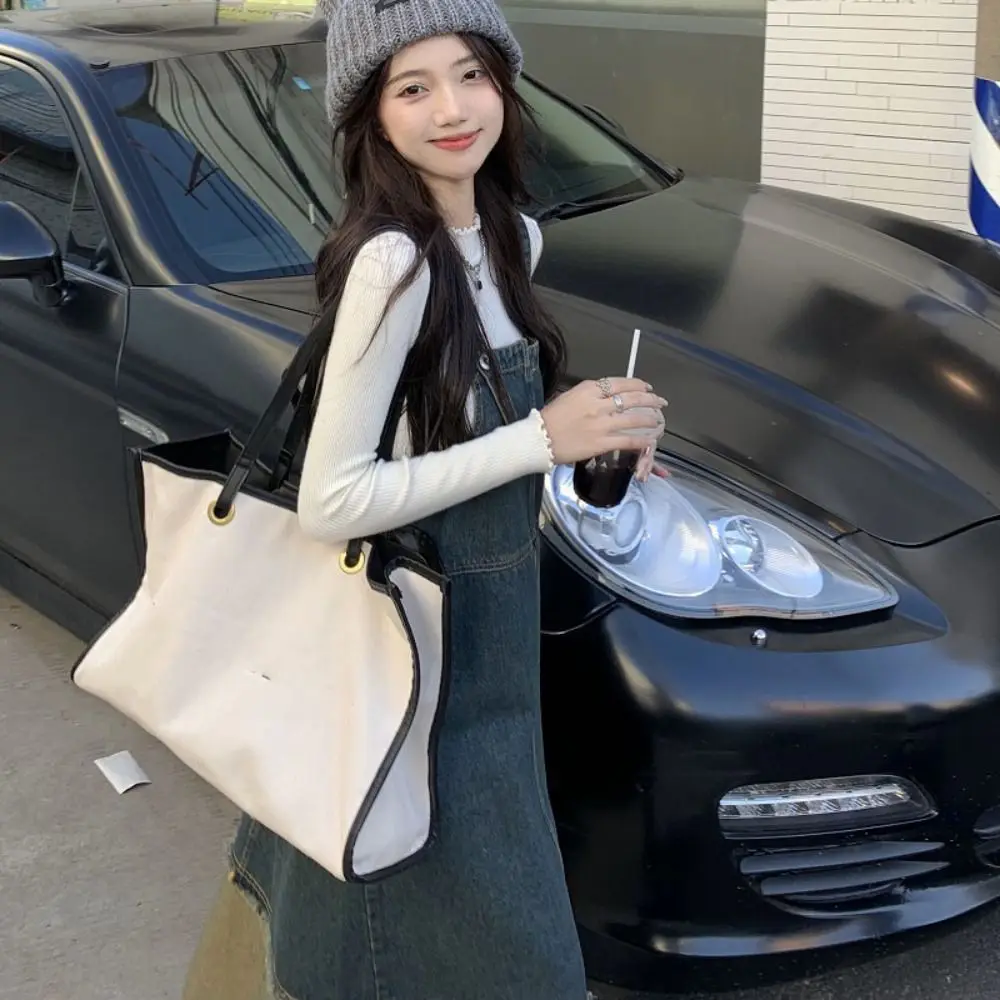 بسيطة المرقعة كاوبوي وزرة فستان بلا أكمام فضفاض الدنيم فستان المرأة ريترو شيك عالية الخصر تنورة طويلة الصيف/الخريف #1