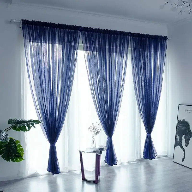 

FF1036 Simple translucent curtain gauze solid color finished gauze curtain