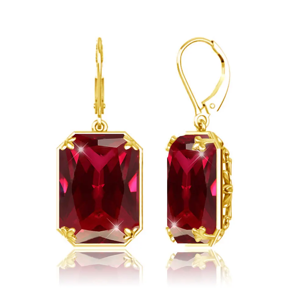 Szjinao Gelbgold Citrin Tropfen Ohrringe für Frauen mit 13*18mm Stein Großer Luxus Schmuck Geschenk zum Geburtstag Hohe Qualität Verkauf