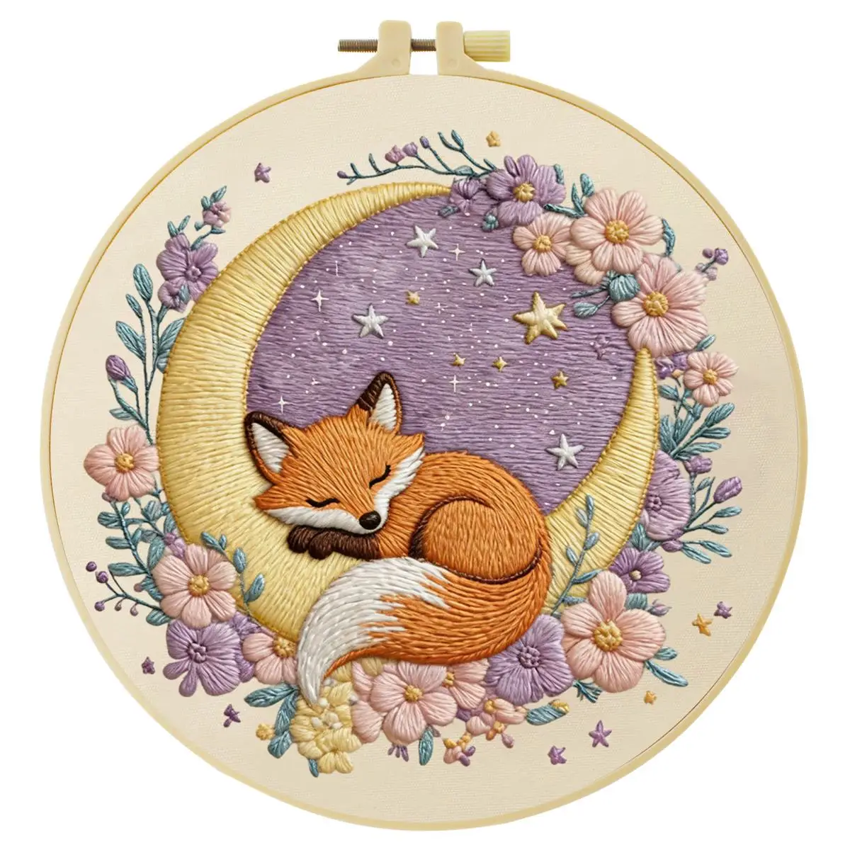 1 Stück 20X20CM/15X15CM 7,87/6,3 Zoll Tier - Fuchs Stickerei Starter-Kit DIY-Kit DIY-Stickerei-Set Handarbeiten Nadelkunst – Detail 3