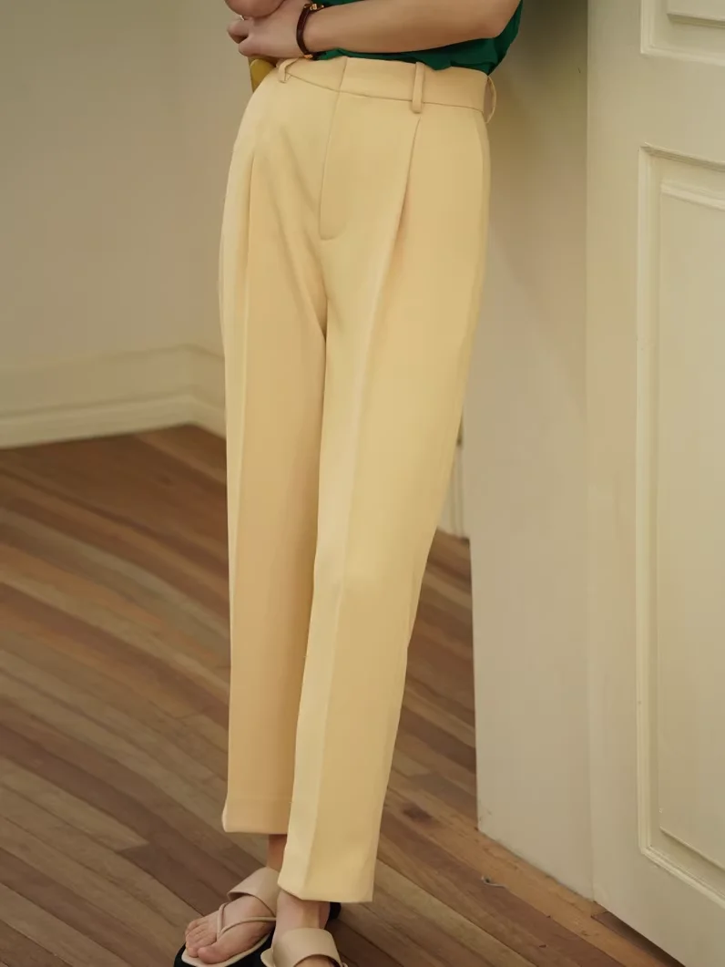 

Ting2 Studio Breadsti ape Slimming Pants High Waist Straight Leg Commute Friendly Women's Formal Trousers