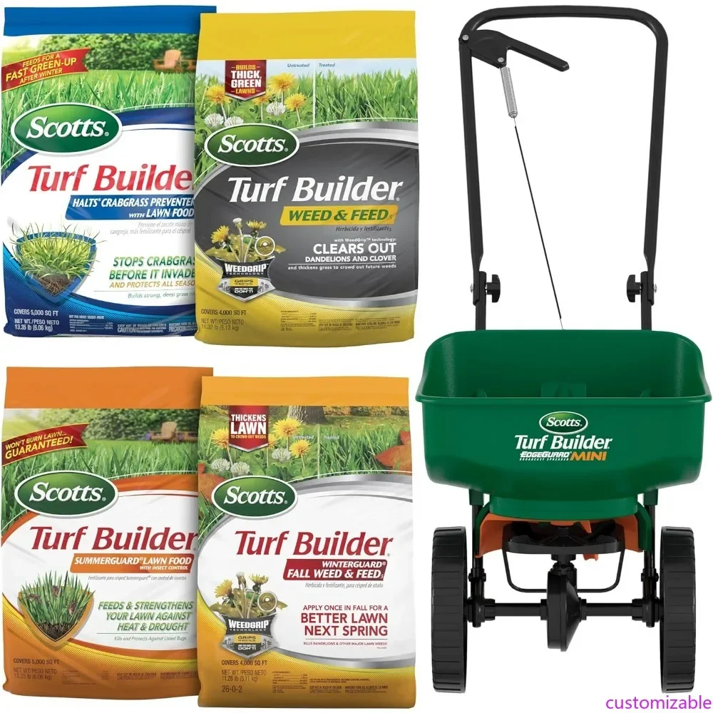 

Lawn Care Kit for Compact Northern Yards and Mini Spreader for Uniform Application