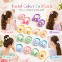 12PCS New Cut Hair Ties Princess Sweet Flower Bow Girls Women Elastic Hair Bands Hair Accessories Headwear Scrunchies 2030 6