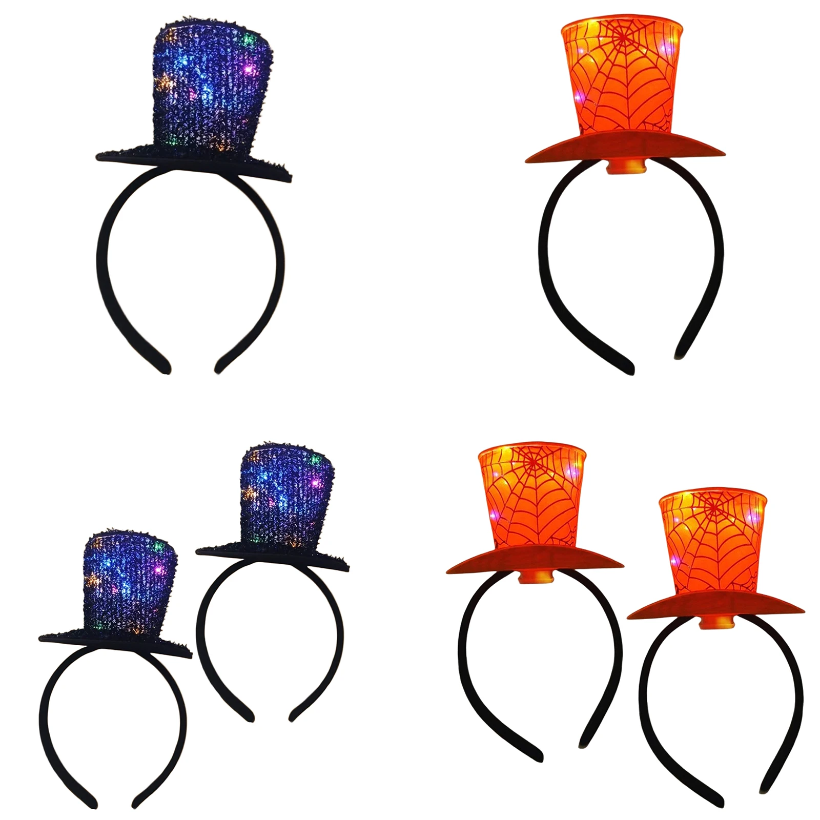 유니섹스 미니 탑 모자 머리띠 어린이를위한 라이트 업 헤드 피스 파티 이벤트 할로윈 크리스마스 모자 액세서리 소품