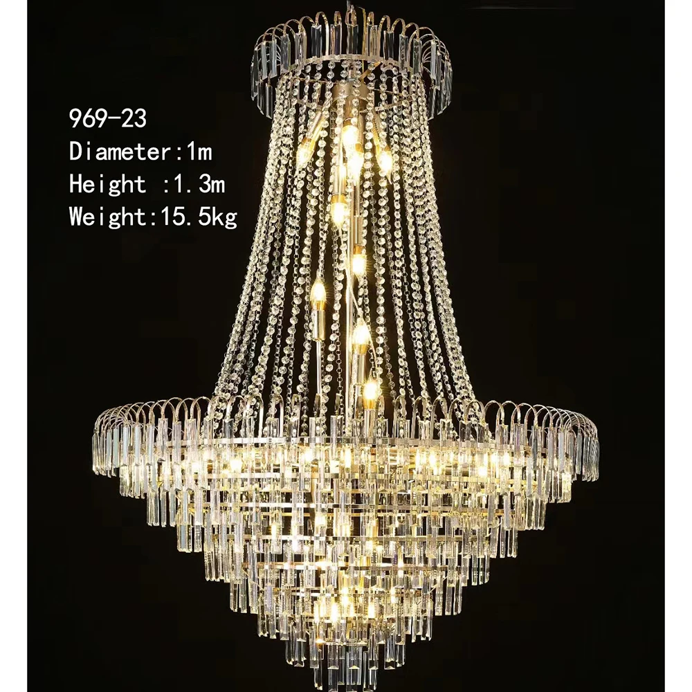 Round indoor luxury ceiling chandelier black gold LED home modern crystal Chandeliers & Pendant Lights