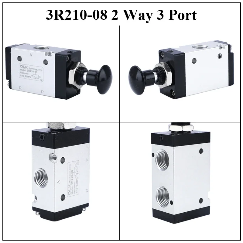 3R210-08 4R210-08 2 Way 3 Ports 5 Position Push and Pull Pneumatic Control Switch Reversing Manual Valve With Fittings Silencer