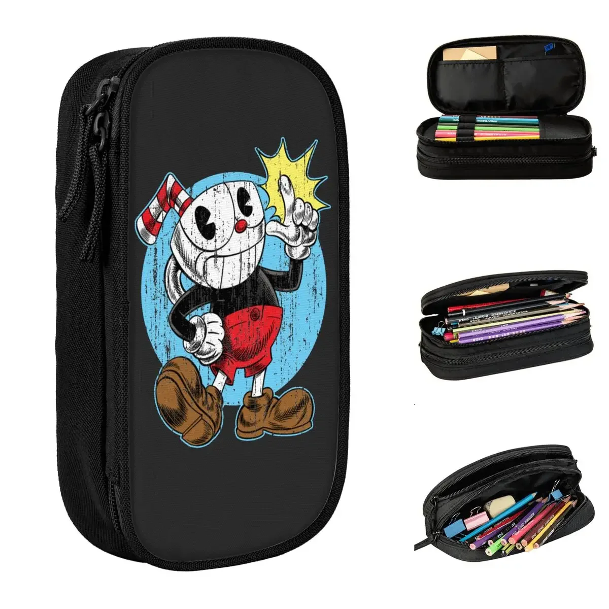 

Cuphead Pencil Case Game Mugman Cup Mouse Cartoon Gamer Pencilcases Pen Holder Big Capacity Bag School Supplies Gift Accessories