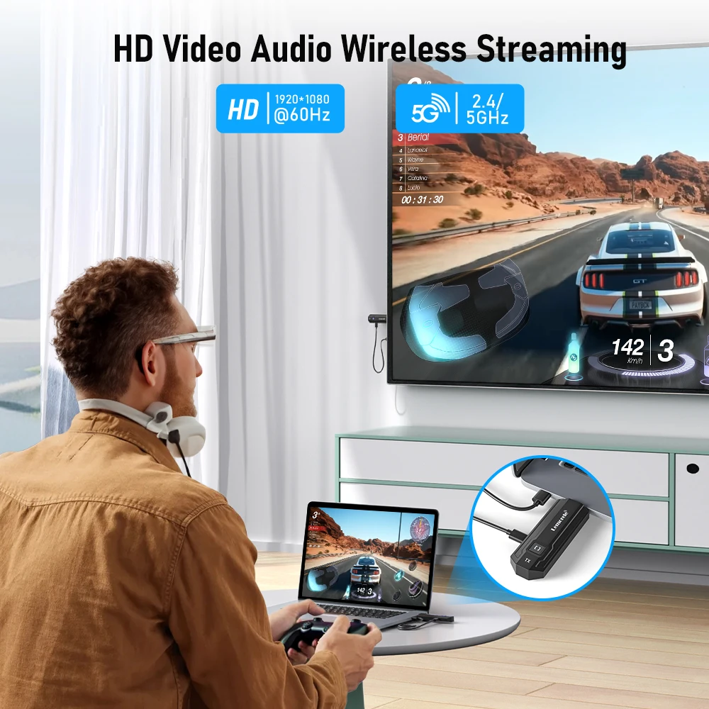 Lemorele Wireless HDMI transmitter ＆receiver 2.4G/5.8G dual-band live transmission for mobile phones/computers/cameras/projector view 5