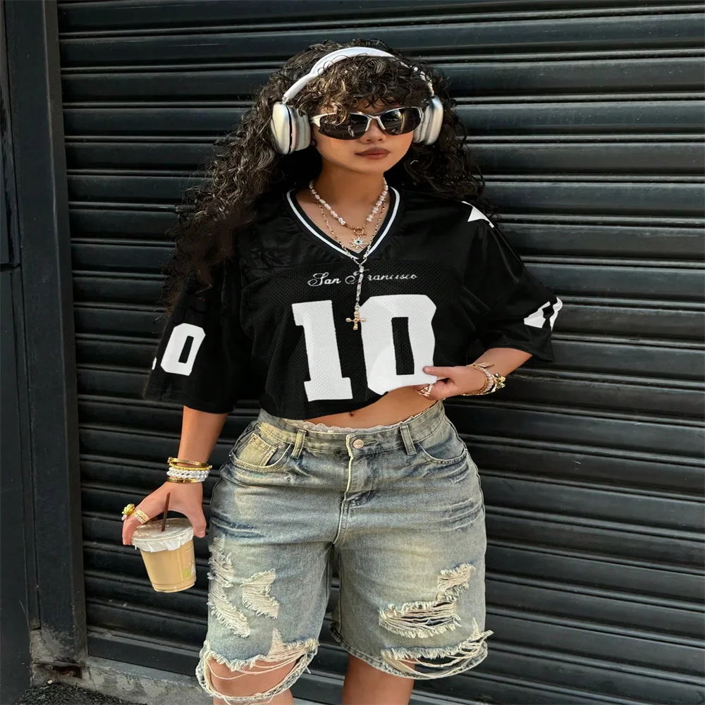 

2025 New Y2K Fashion Digital Printed T-Shirt Suitable for Summer Women's Short Sleeve T-Shirt Comfortable Short Trend T-Shirt