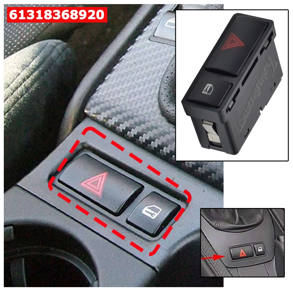 

61318368920 For BMW E46 E53 E85 E86 X5 Z4 M3 325 3 Series Hazard Emergency Light Switch Warning Button with Central Lock
