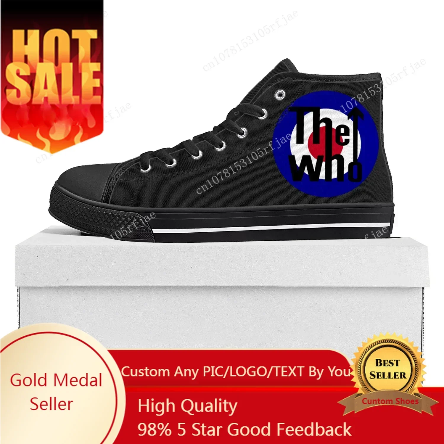 The Who Pop Rock Band High Top High Quality Sneakers Mens Womens Teenager Canvas Sneaker Casual Couple Shoes Custom Shoe Black