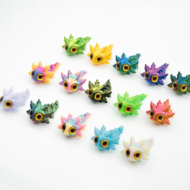 3D Gedrukt Regenboog Salamander Figuren Dier Speelgoed Met Ogen Multi-Joint Beweegbare Fidget Speelgoed Woonaccessoires Bureau Decor Kids gift