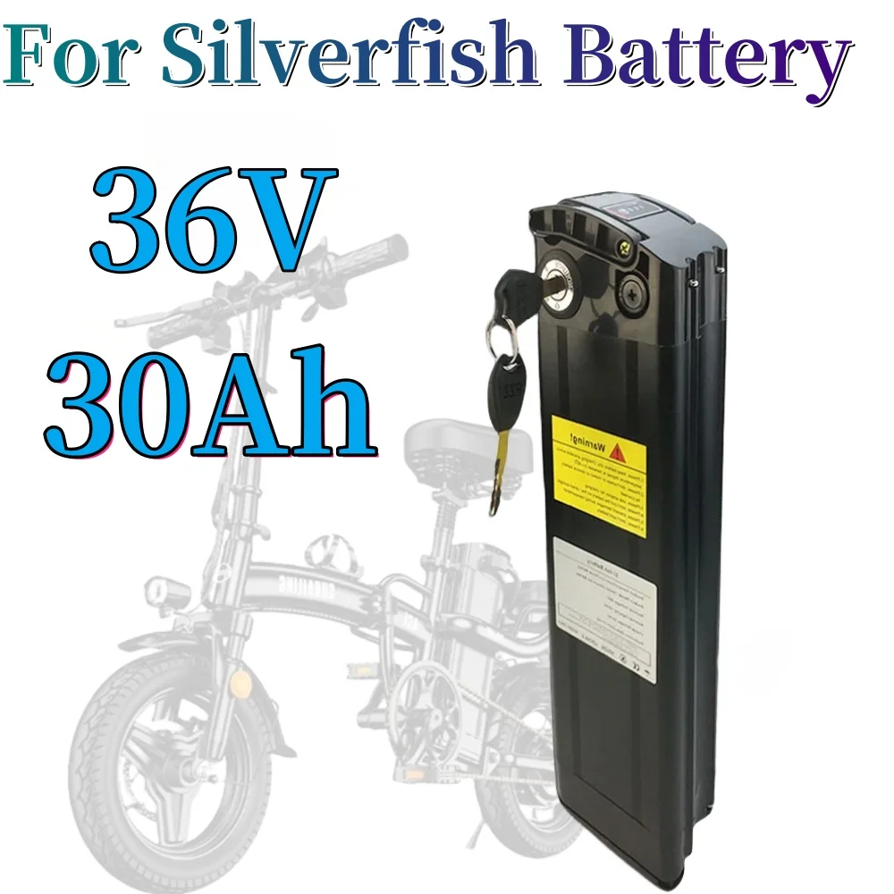 

36V 30Ah Lithium ion Ebike Battery Pack for Silver Fish Style Electric Bike Battery with Aluminum Case Anti-theft Lock+Charger