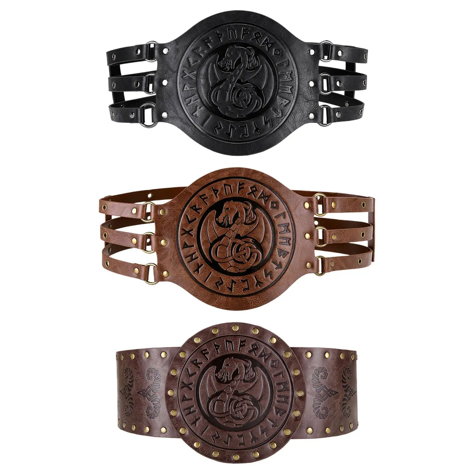 Medieval Wide Belt for Men Women Vintage Design Faux Leather Corset Belt Nordic for Cosplay Larp Costume Accessory Halloween