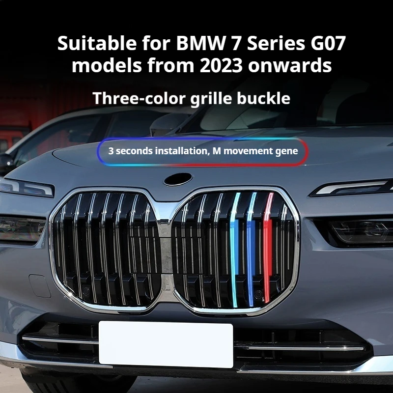 

3Pcs ABS material Car Racing Front Grille Trim Strips For BMW 7 Series G70 2023 M Grill Clip Car Interior Accessories