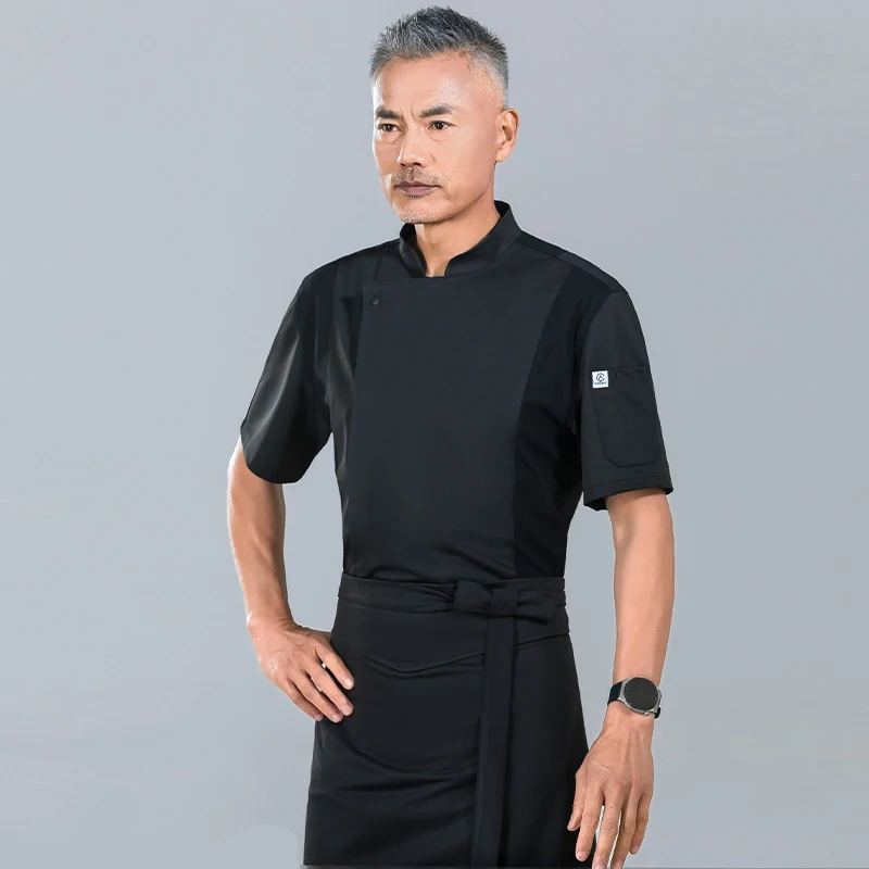 Food Service Men Chef Uniform Kitchen Jacket  Hotel Cooking Shirt Summer Restaurant Work Clothes Bakery Cafe Waiter Overalls
