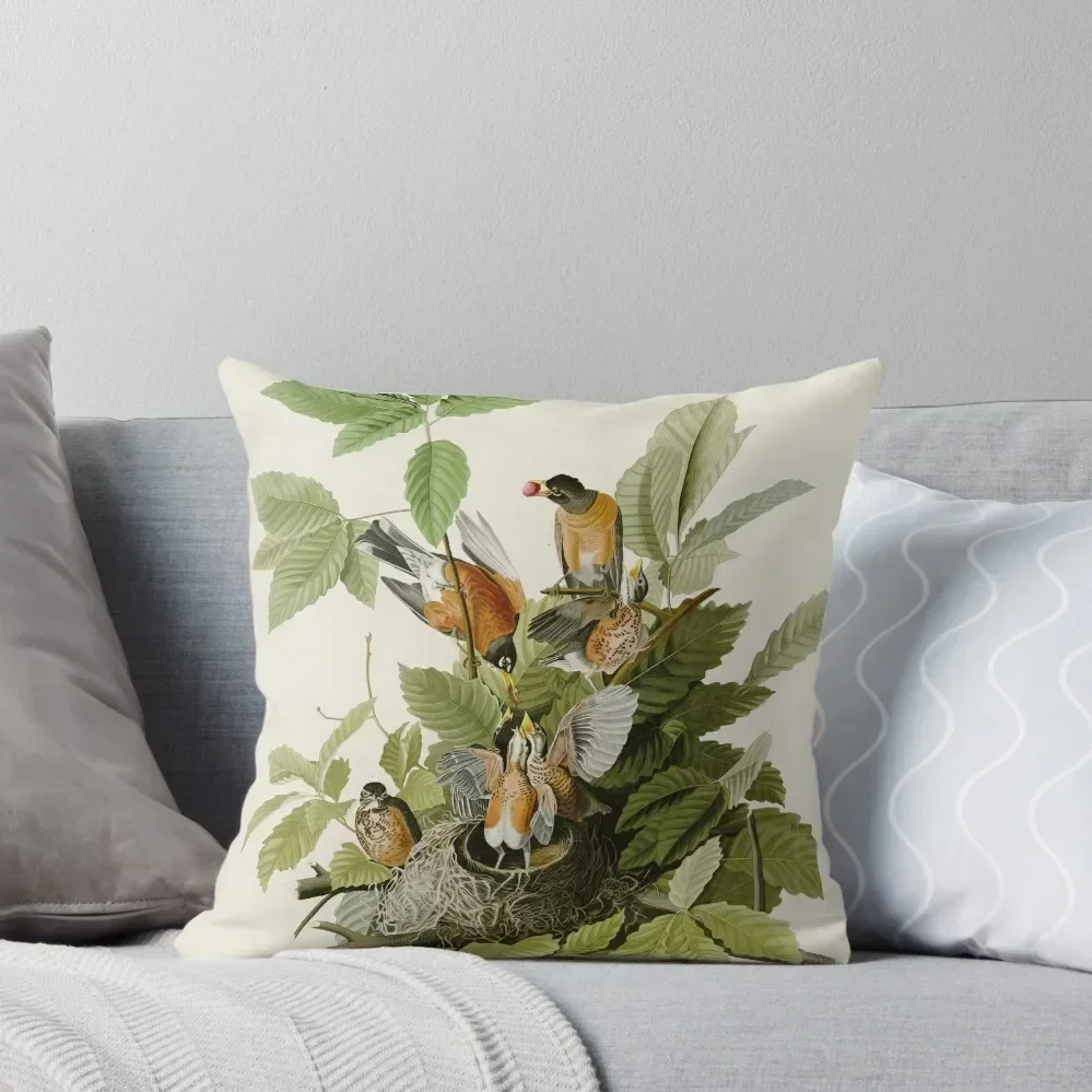 

American Robin - John James Audubon Birds of America Throw Pillow Sofas Covers ornamental pillows pillow