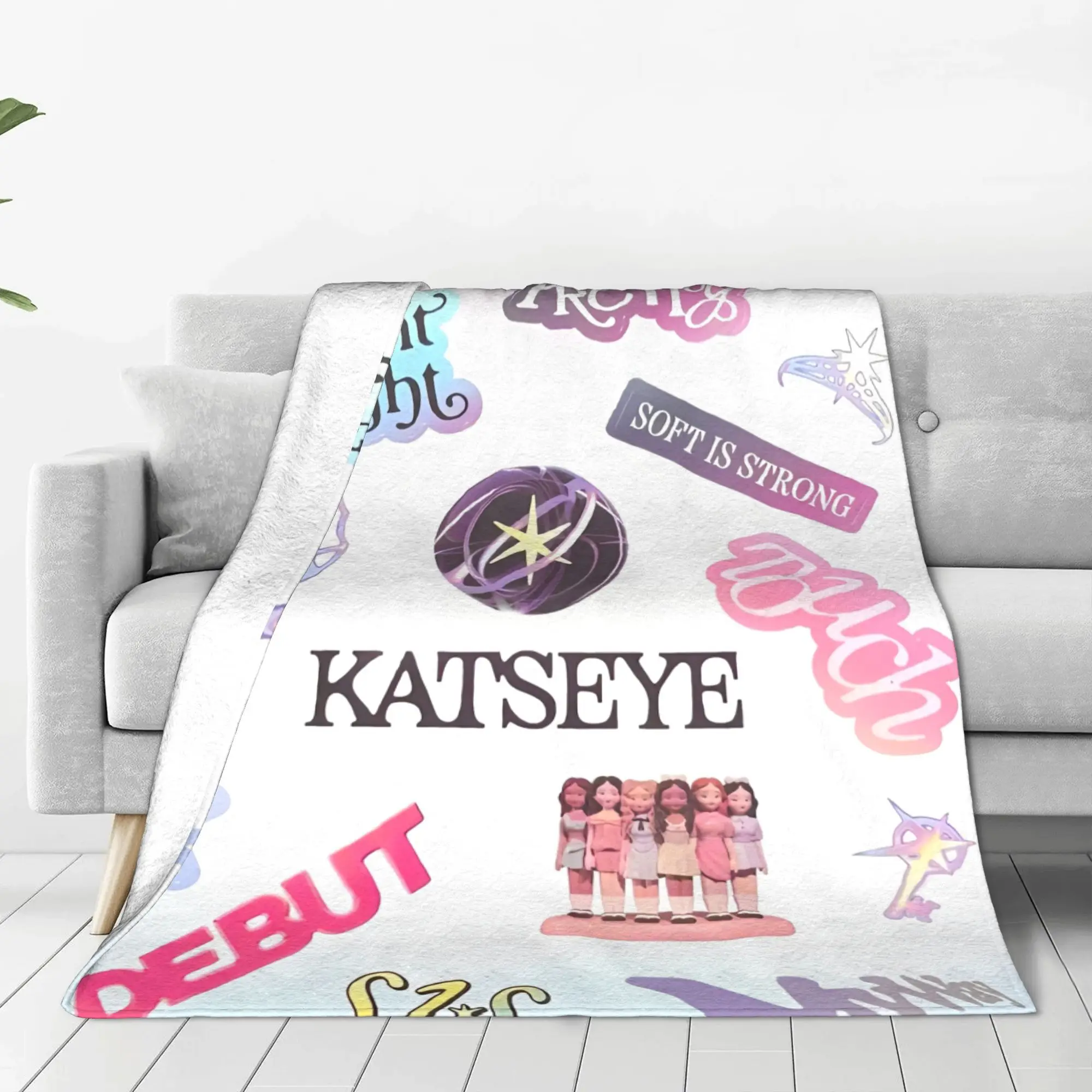 Korean Style KATSEYE Gnarly  Flannel Blanket Spring  Warm Soft Bedding Throws for Kids Bedroom Novelty Bedspread Sofa Bed Cover