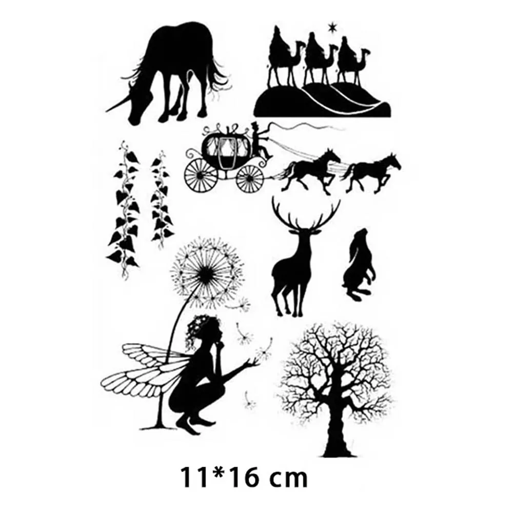 

Animals Unicorns Rubber Seal Stamp Tree Clear Stamps for DIY Craft Making Greeting Card Scrapbooking Photo Album Decorative