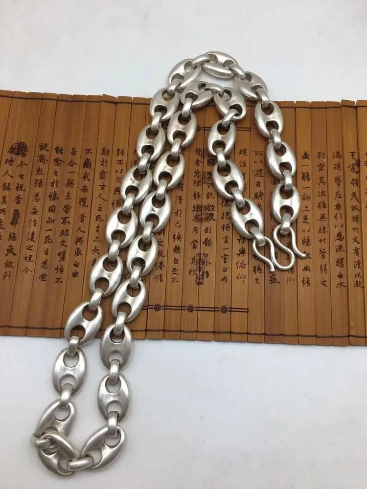 Rare Chinese Miao Tibetan silver handmade necklace jewelry noble gift 60 cm long