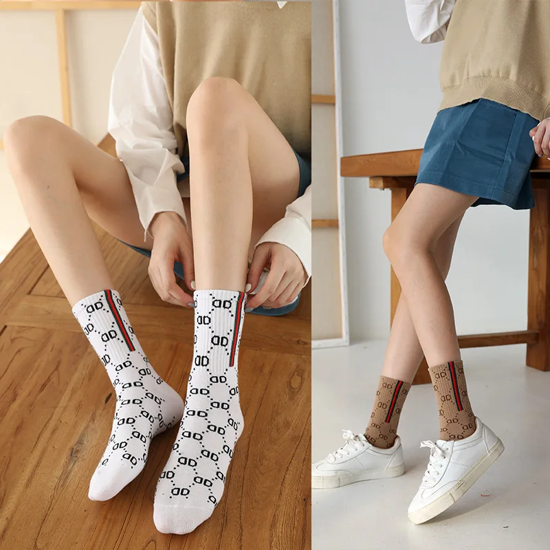 Spring and autumn new fashion brand female net red midtube women's socks all casual college style men's and women's cotton socks