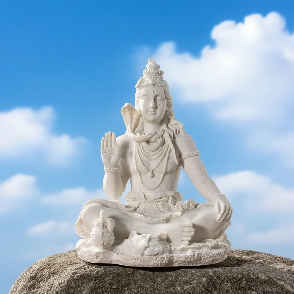 Vilead 13cm Sandstone Shiva Statue Yoga Figurine Ornament Zen Meditation Buddha Decor India Religion Feng Shui Craft Home Living