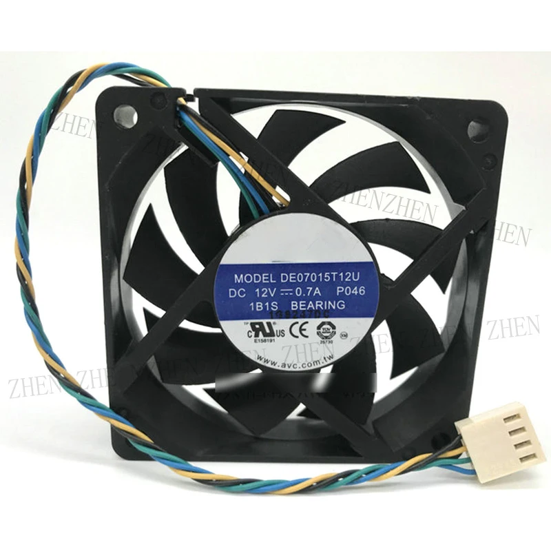 S New for AVC DE07015T12U 7015 12V 0.7A 7 cm 4-wire PWM speed control CPU fan#QW
