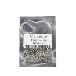 Drilling up 0.8~2mm Round Shape Flat Back Loose Brass color Marcasite Stone Beads For DIY Jewelry Gems