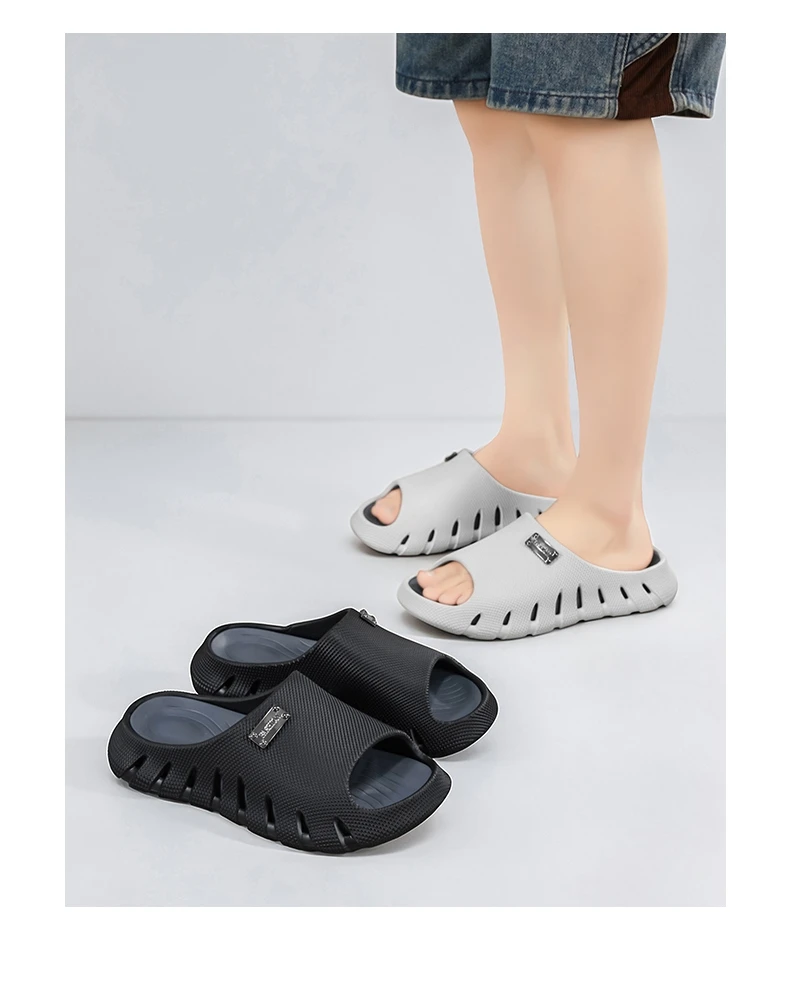 Sommer-Herrenpantoffeln für Drinnen und Draußen, Weiche Komfortable Sandalen, Strand-Clogs, Herren-Freizeitschuhe, Badezimmer-Hausschuhe für Männer – Detail 2