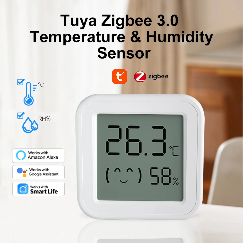 Zigbee Smart Temperature Humidity Sensor Tuya Mini LCD Digital Display Remote Control APP Thermometer Hygrometer Google Home