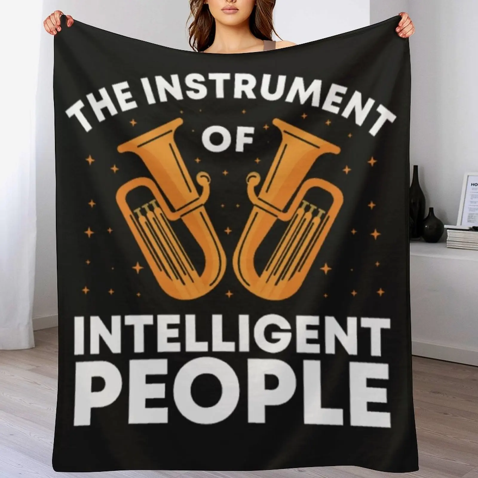 Tuba music for intelligent people Throw Blanket Warm Flannel Blanket for Couch Chair Bedroom
