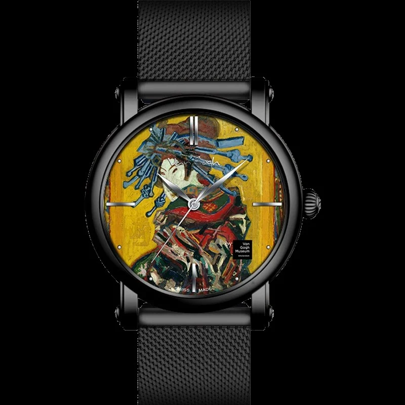 Van Gogh New Original Men Watch Waterproof Mesh Stainless Steel Band Fashion Sport Quartz Wristwatch Luxury Business Casual Gift