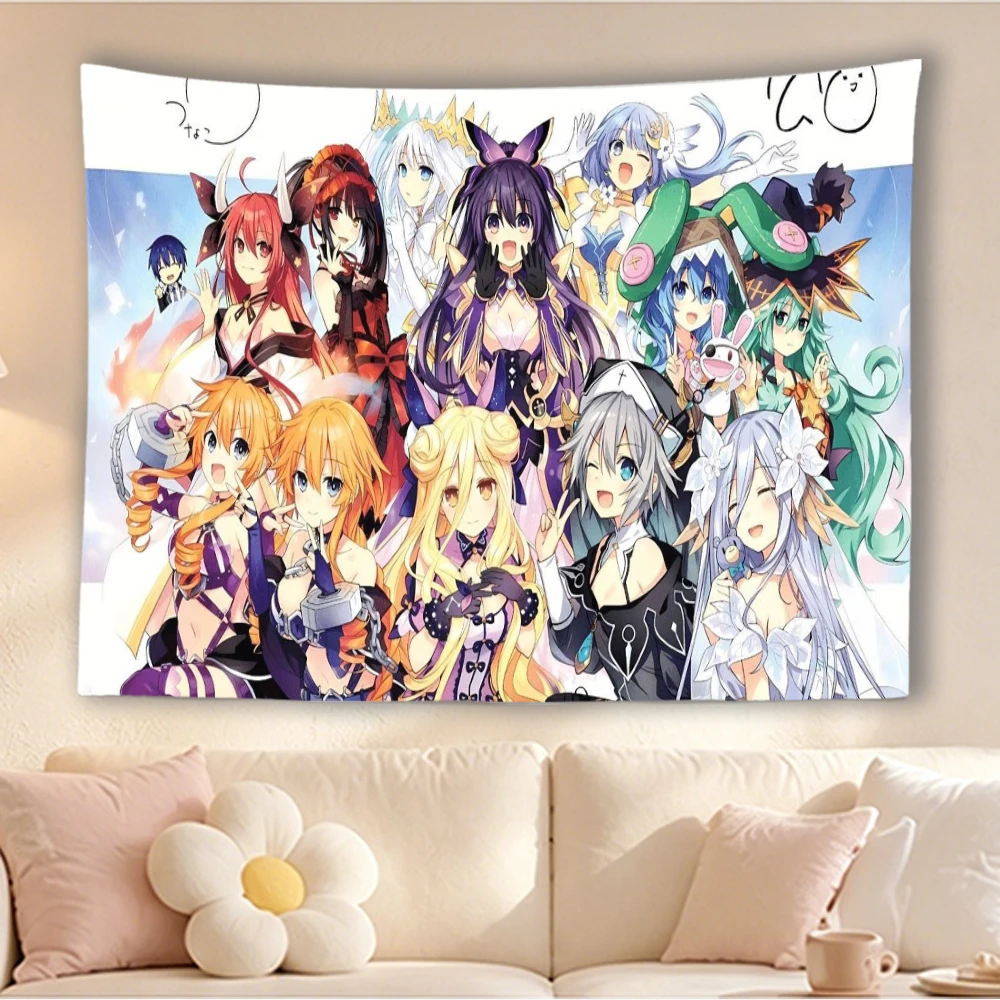 D-Date A Live Anime Girls Group Tapestry  For Bedroom Dorm Living Room Otaku Room Home Wall Decor Fans Collection Gift