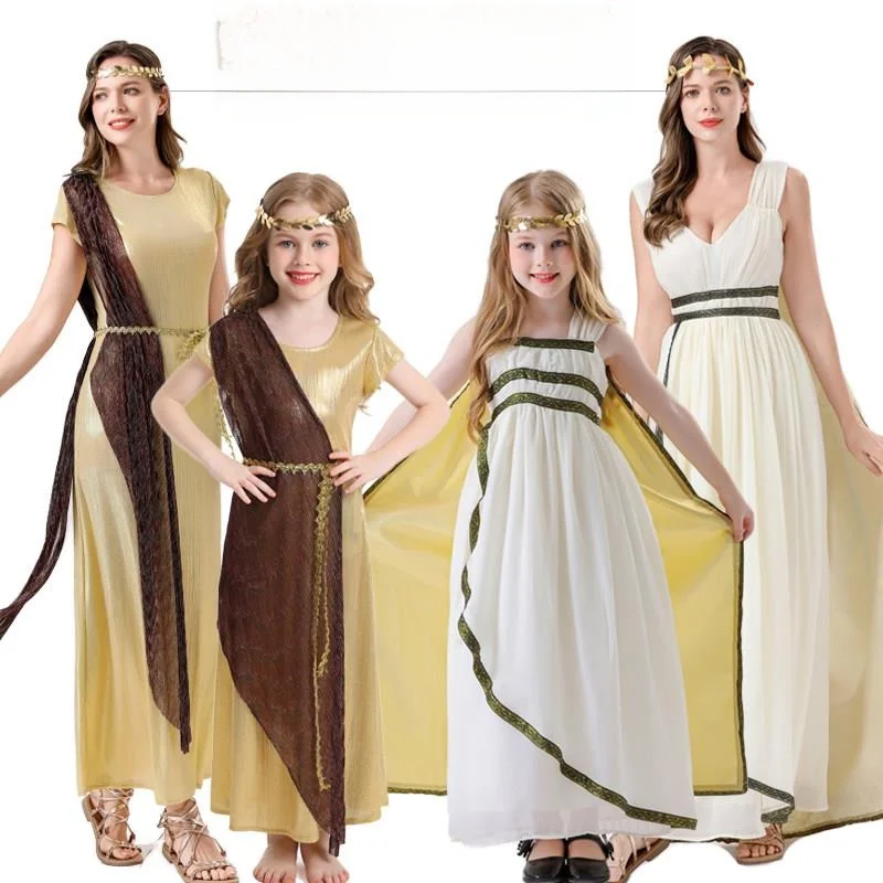 

Halloween Ancient Roman Mythology Warrior Role-playing Robe Toga Queen Pharaoh Costume Women's Ethnic Stage Costume