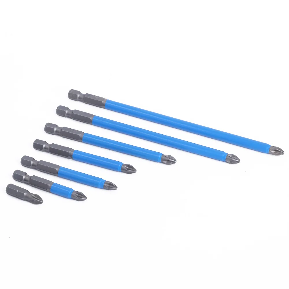 7pcs Cross-Head Magnetic Screwdriver Bits, Anti-Slip, Extended Reach Tool, S2 High Hardness Metal, For Drills And Drivers