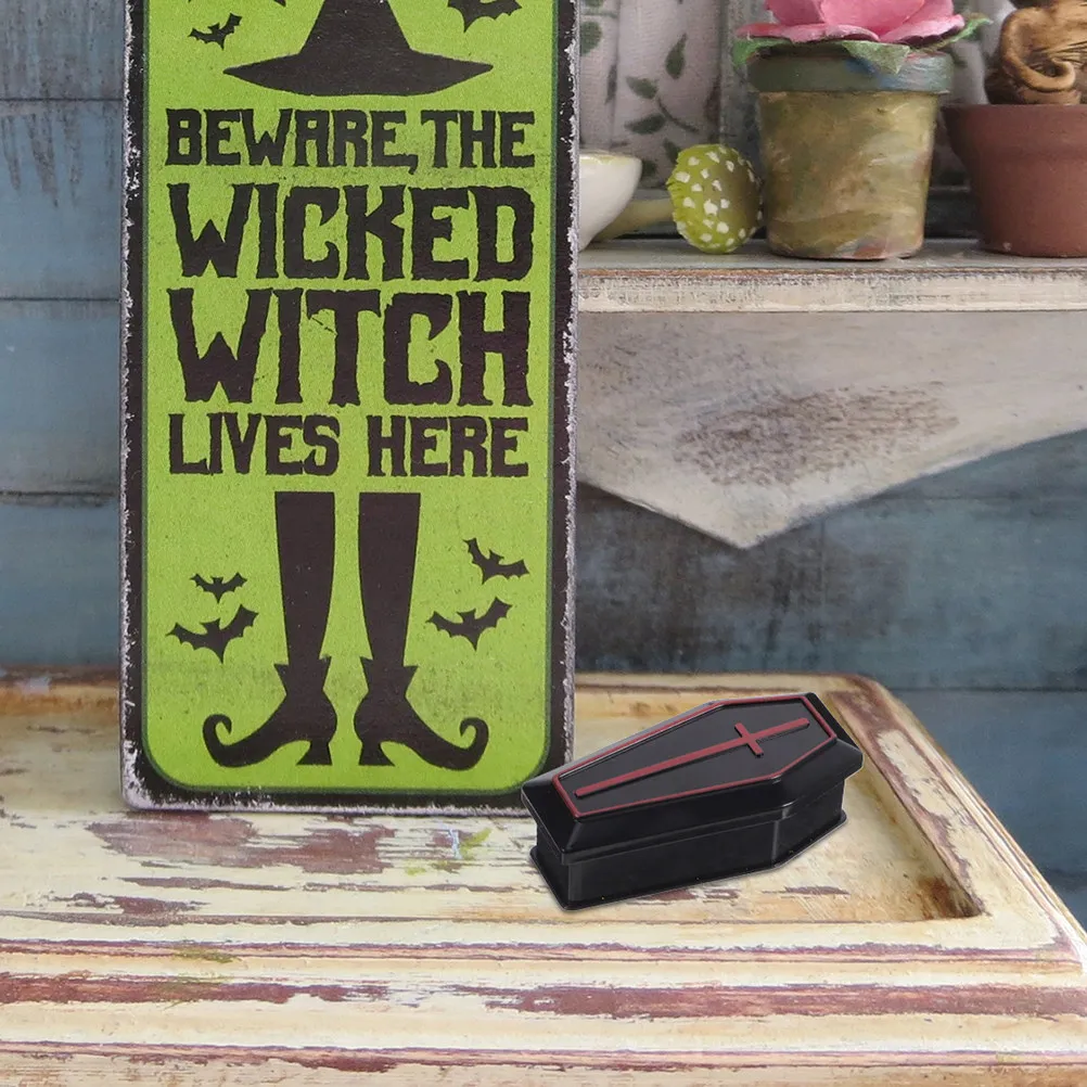 6Sets Coffin Halloween Decorations Miniature Spooky Table Decor Haunted House Props Prank Party Favors Indoor Outdoor