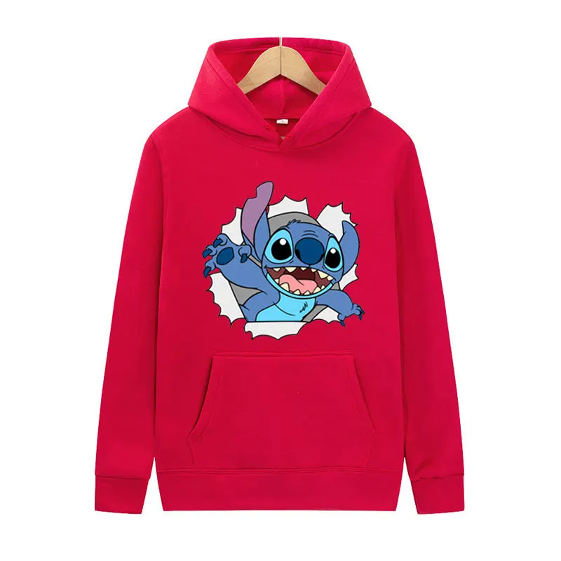 2025 Hot New Fashion Hoodies Pullover Cartoon Anime Stitch Woman Sweatshirts Autumn Winter Black Hoodie Unisex Clothing Tops