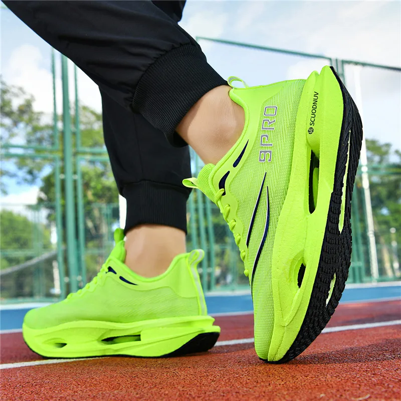 Herren-Freizeitsportschuhe, Paar-Modell 9Pro, Herren-Laufschuhe für Wettkämpfe, trendige Sportschuhe mit Farbverlauf und Mesh-Obermaterial, atmungsaktive, leichte und strapazierfähige Laufschuhe mit dicker Sohle und hoher Elastizität, die Stöße absorbieren, ideal für Outdoor-Fitness-Training. – Detail 20