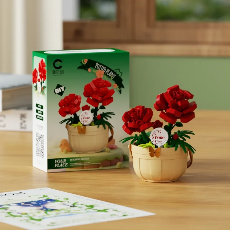 Bouwstenen voor kerstcadeaus - Creatief bloemenmandgebouw, leuk educatief doe-het-zelf puzzelspeelgoed