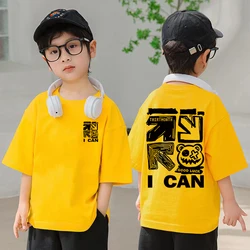 2025 Summer Kids Clothes Boys Girls Fashion American Style Cartoon Print T Shirt 100%Cotton Children's Short Sleeve Tops T Shirt