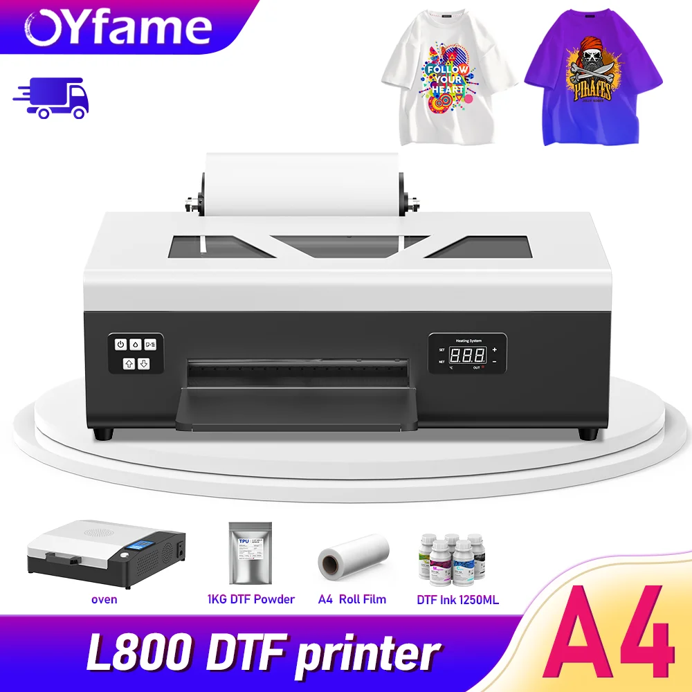 OYfame A4 DTF Printer For Epson L805 Impresora DTF A4 with DTF Oven For clothes Sweatshirt fabric t shirt printing machine a4