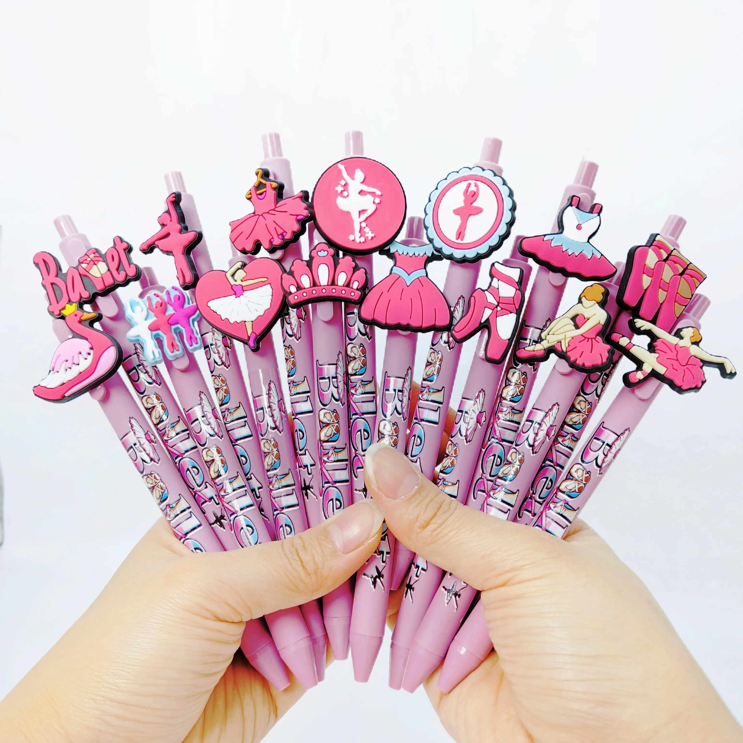 

11pcs/22pcs ballet themed ballpoint pens, gray pink color, suitable for use in student offices